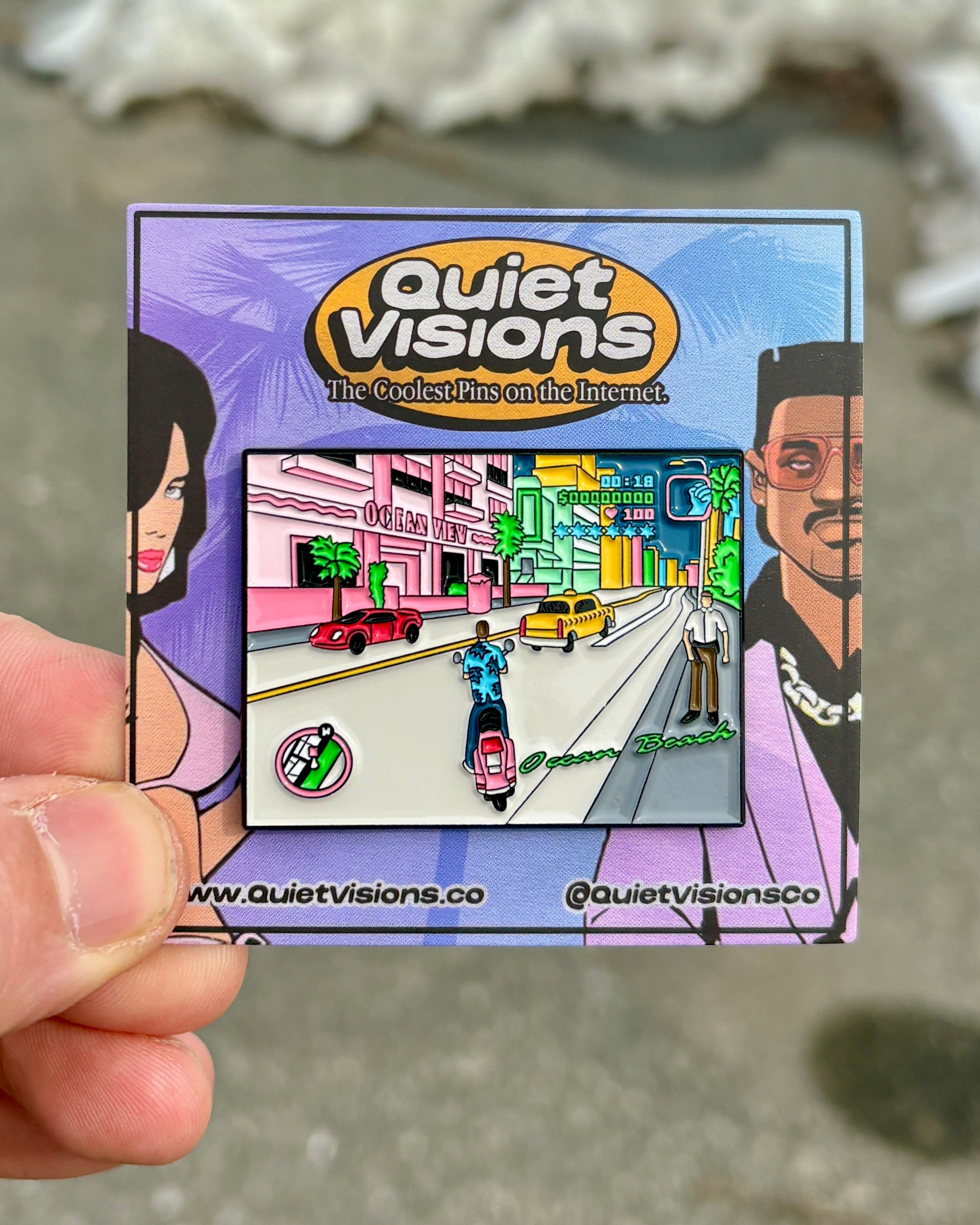 GTA Vice City Enamel Pin - Backing Card