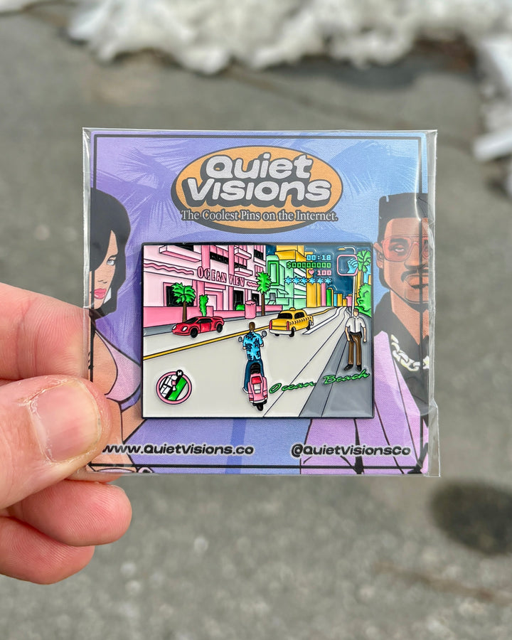 GTA Vice City Enamel Pin - On Backing Card