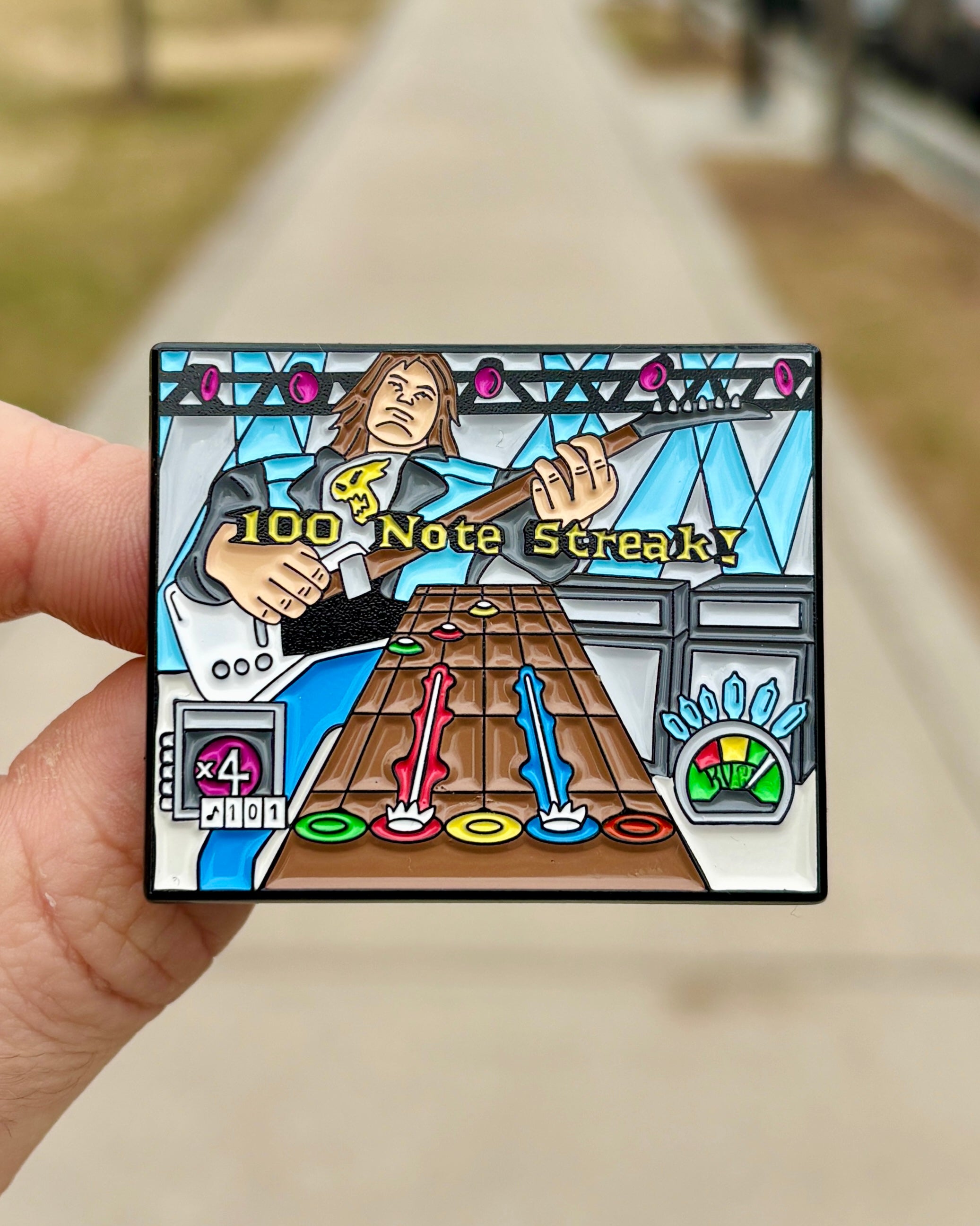 Guitar Hero Enamel Pin - Held in Hand